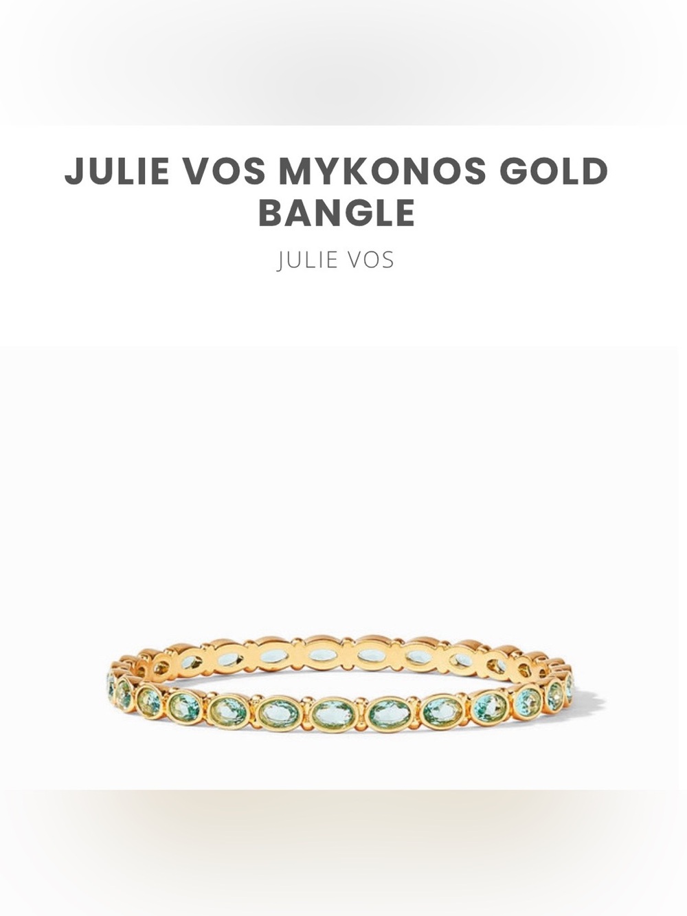 NWT Julie Vos Gold Blue Crystal Accented Gold Mykonos Bangle